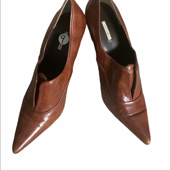 Max Studio Quasi Vintage Brown Leather Heels 9M - Picture 13 of 13